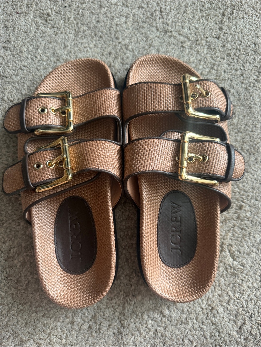 J.Crew Gold Buckle Slide Sandals